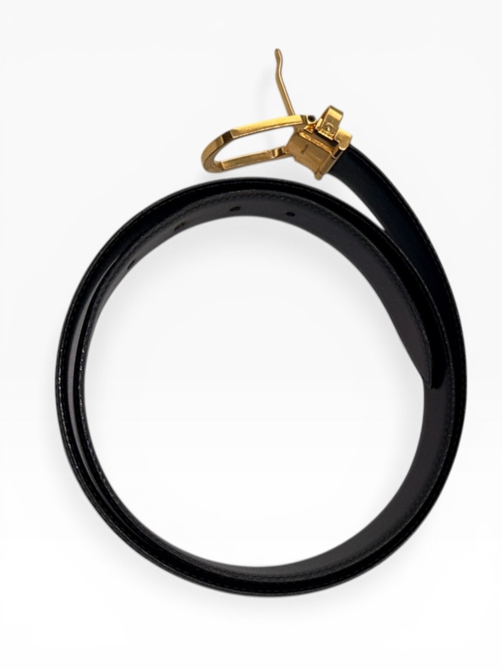 Chanel Black Leather Belt Gold Buckle Logo Waist Belt Authenticated - Picture 5 of 16